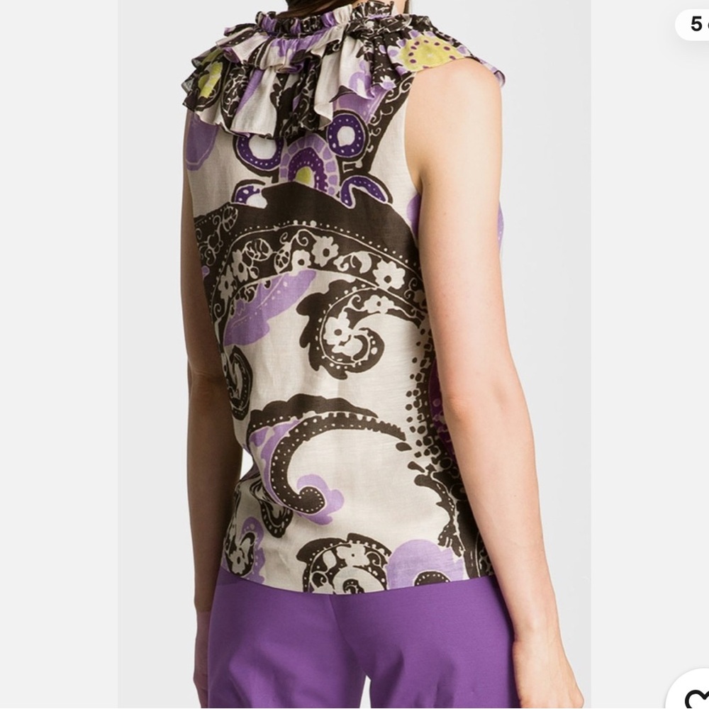 Kate Spade Purple and Brown silk and linen Patterned Blouse - Picture 7 of 7